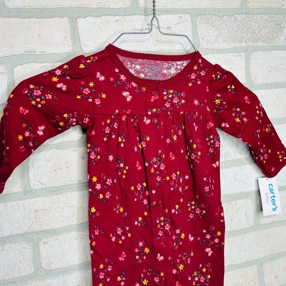 Burgundy Floral Snap Footed Pajamas - Picture 5 of 5